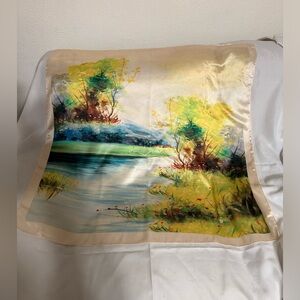 Vimate Scarf Women Summer Lake multi color print 100% Silk